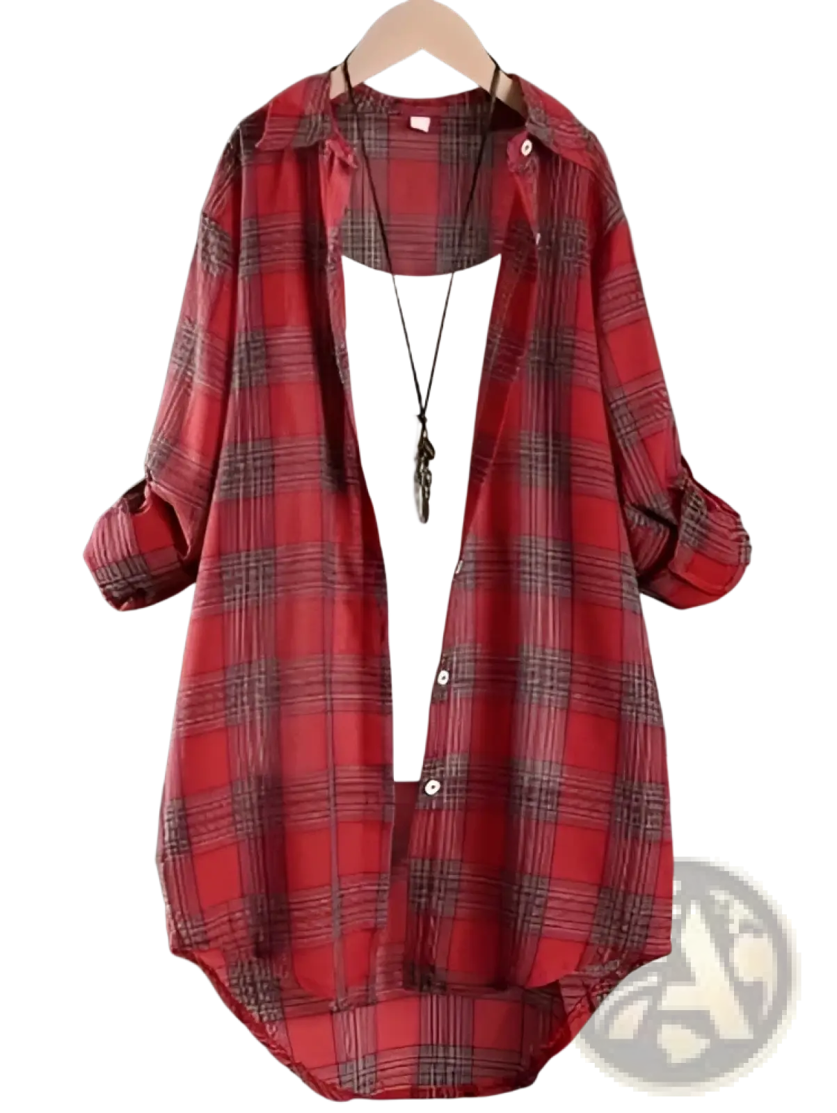 Women's Oversized Cotton Linen Plaid Button Up Shirt Jacket