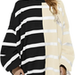 Women's Oversized Split Color Striped Knit Sweater