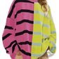 Women's Oversized Split Color Striped Knit Sweater