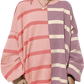 Women's Oversized Split Color Striped Knit Sweater