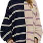 Women's Oversized Split Color Striped Knit Sweater