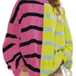 Women's Oversized Split Color Striped Knit Sweater