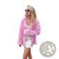 Women's Oversized Textured Button Up Cardigan Blouse