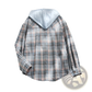 Women's Plaid Long Sleeve Hooded Button Up Shirt