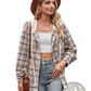Women's Plaid Long Sleeve Hooded Button Up Shirt