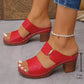 Women's Plaid Round Toe Chunky Heel Sandals