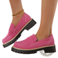 Women's Platform Suede Loafers Casual Leather Shoes