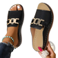 Women's Platform Wedge Slide Sandals with Buckle