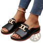 Women's Platform Wedge Slide Sandals with Buckle