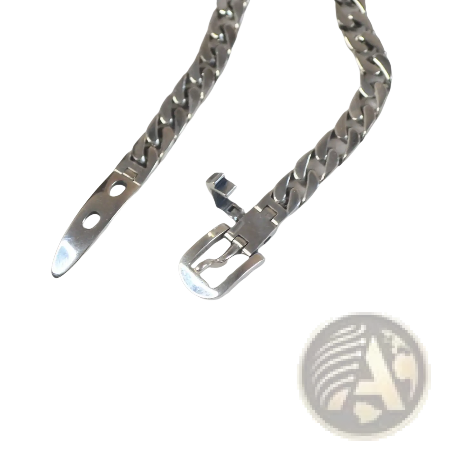 Women's Platinum Plated Stainless Steel Buckle Chain Bracelet