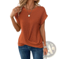 Women's Relaxed Fit Waffle Knit Short Sleeve Top