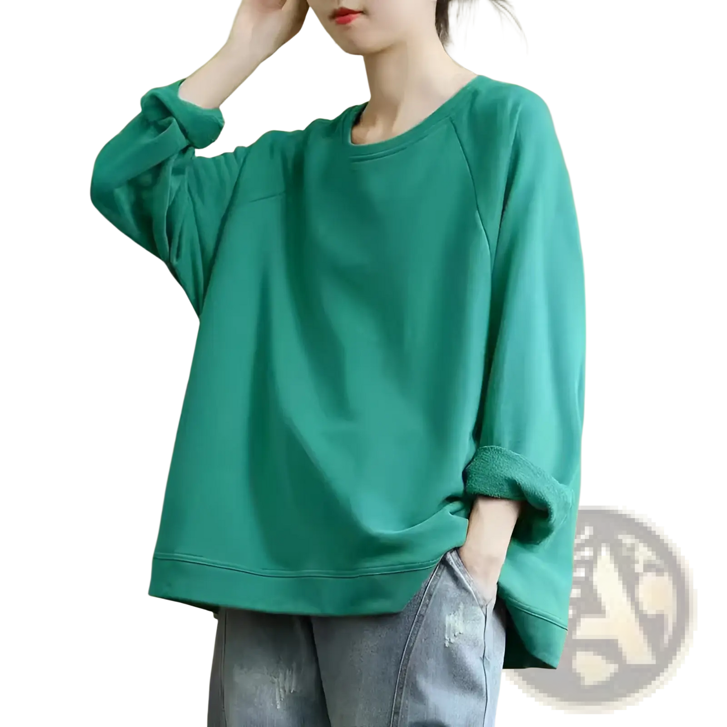 Women's Relaxed Oversized Cotton Blend Pullover Sweatshirt