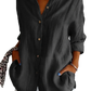 Women's Relaxed Pleated Button Up Shirt with Rolled Sleeves
