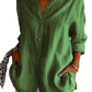 Women's Relaxed Pleated Button Up Shirt with Rolled Sleeves