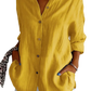 Women's Relaxed Pleated Button Up Shirt with Rolled Sleeves