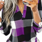 Women's Relaxed v Neck Plaid Flannel Tunic Top