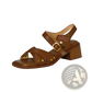 Women's Retro French Leather Mid Heel Sandals