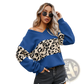 Women's off Shoulder Leopard Print Spliced Sweatshirt