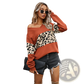 Women's off Shoulder Leopard Print Spliced Sweatshirt