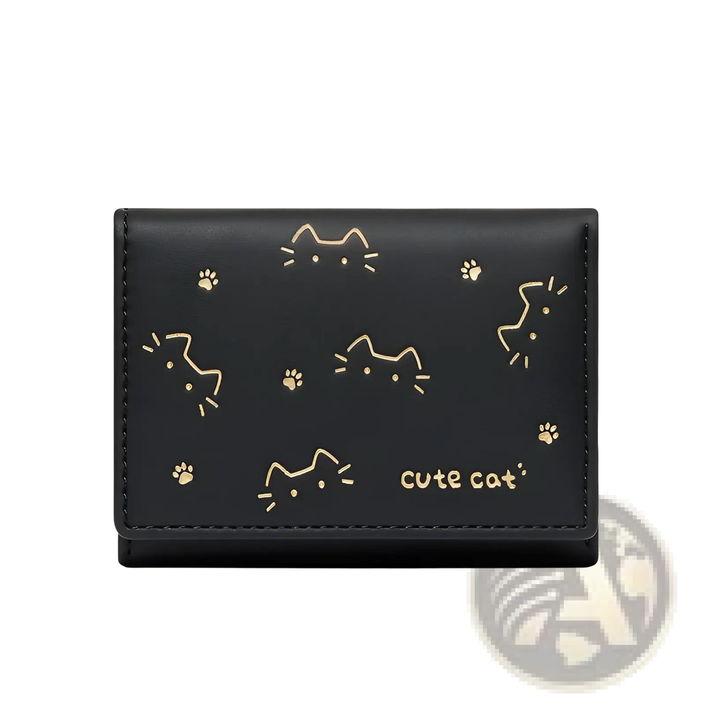 Women's Small Cat Print Folding Leather Wallet