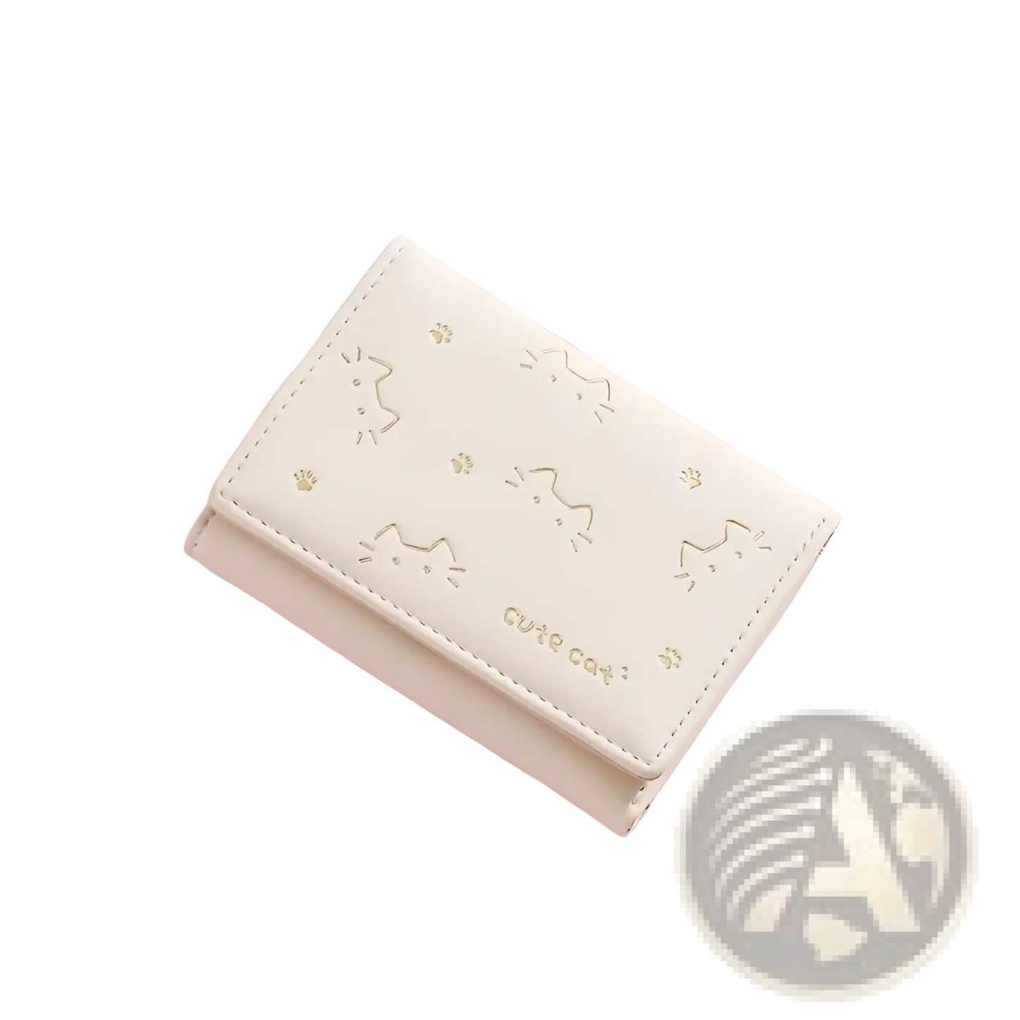 Women's Small Cat Print Folding Leather Wallet