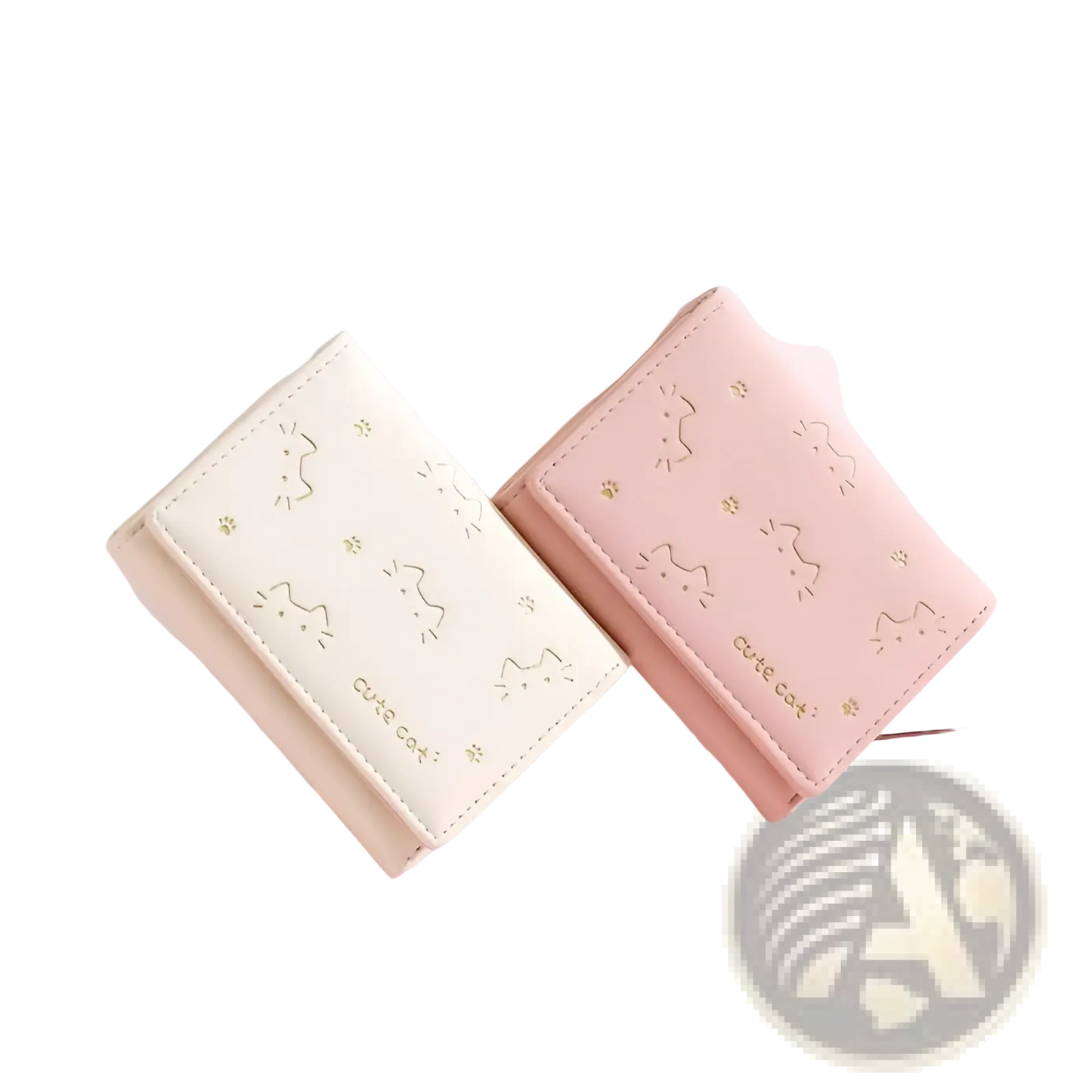 Women's Small Cat Print Folding Leather Wallet