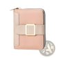 Women's Small Leather Wallet with Buckle and Zipper