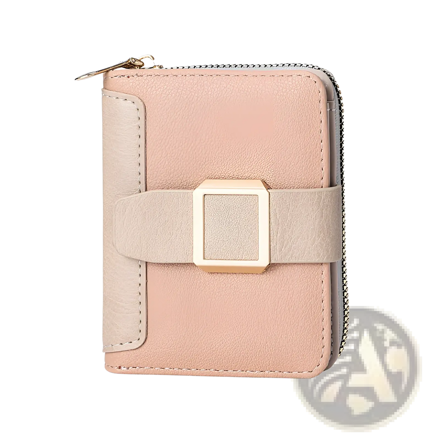Women's Small Leather Wallet with Buckle and Zipper