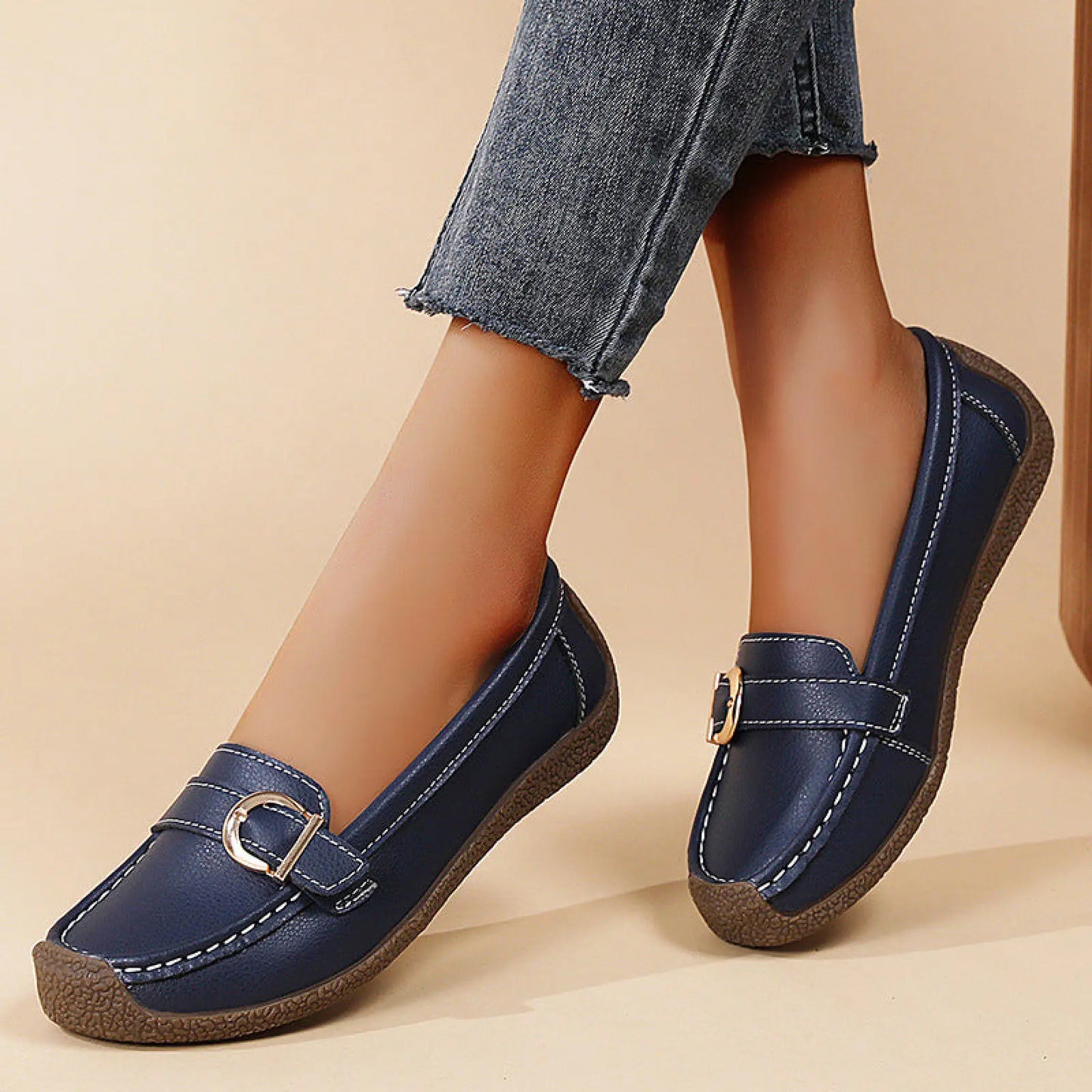 Women's Soft Flat Loafers with Comfortable Beef Tendon Sole