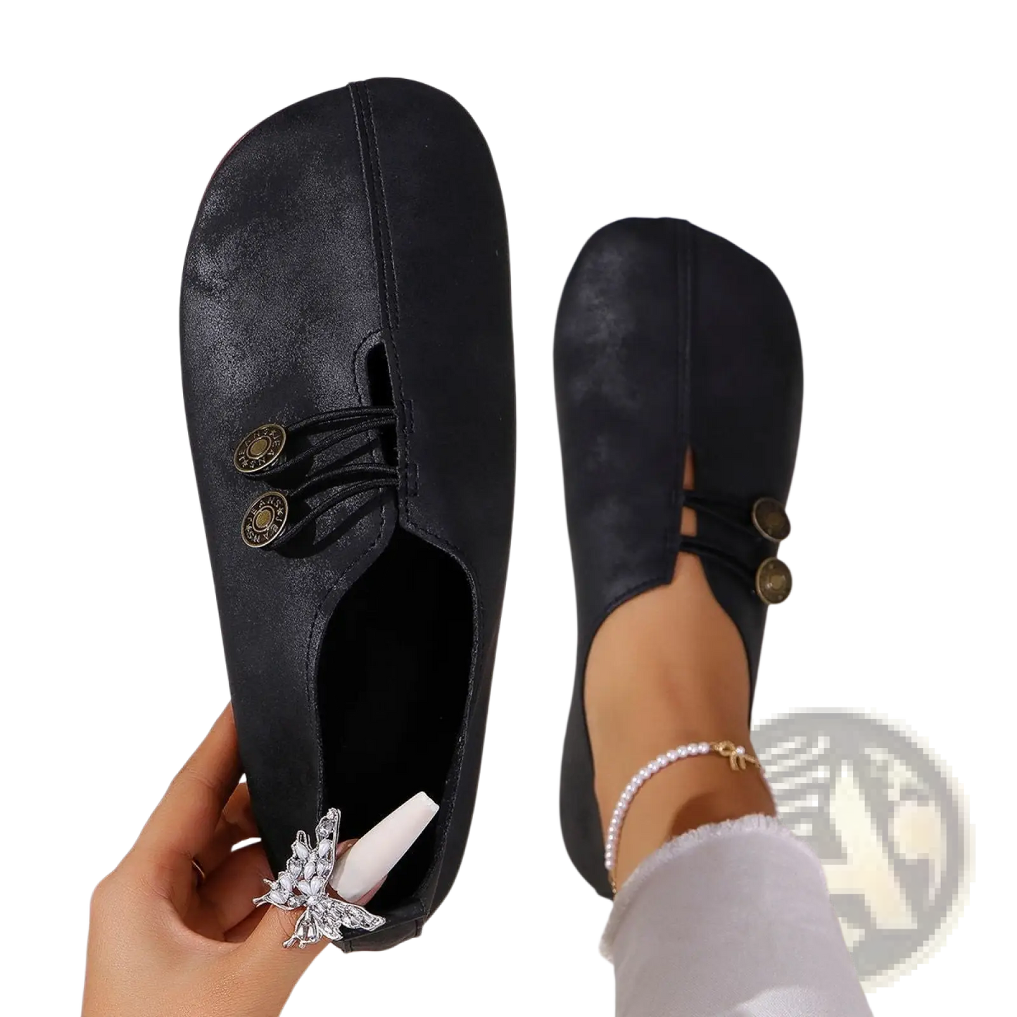 Women's Square Toe Lace-up Leather and Suede Loafers