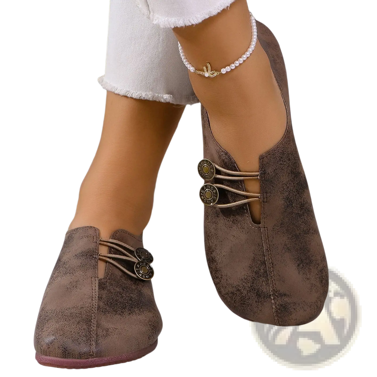 Women's Square Toe Lace-up Leather and Suede Loafers
