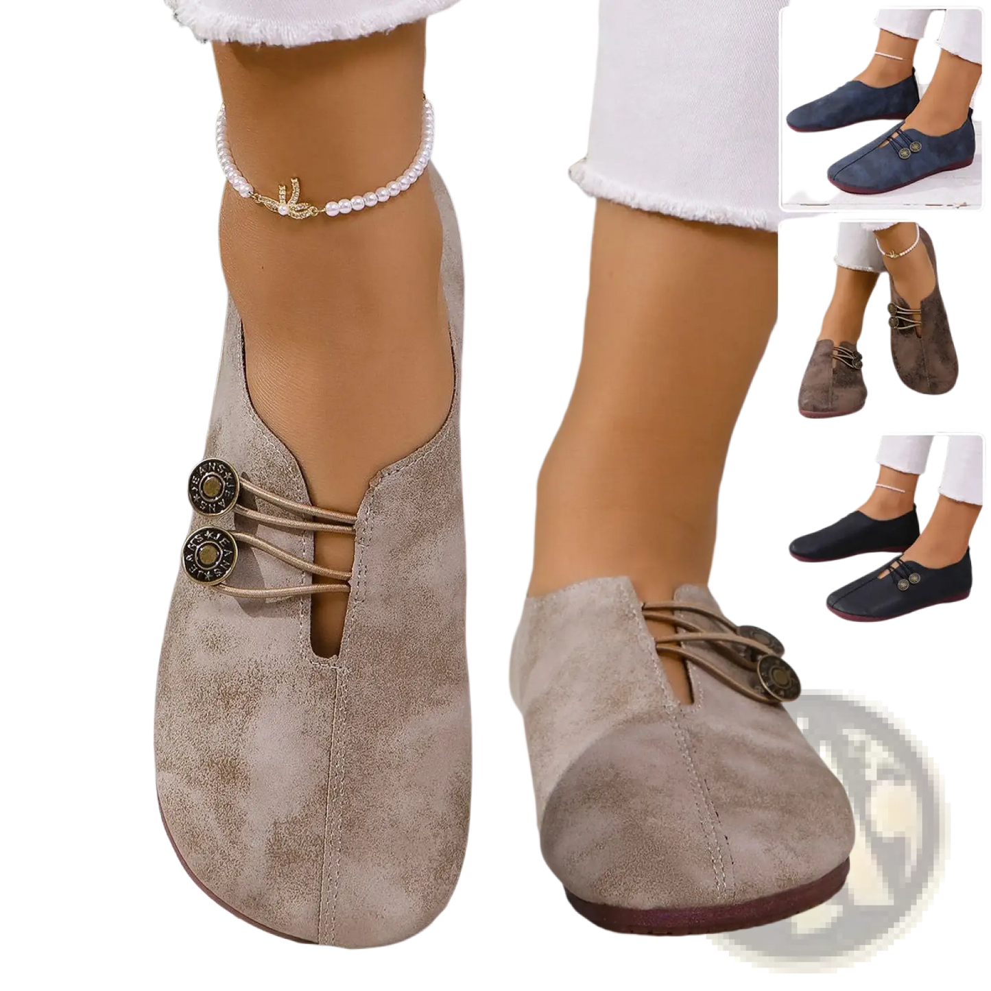 Women's Square Toe Lace-up Leather and Suede Loafers