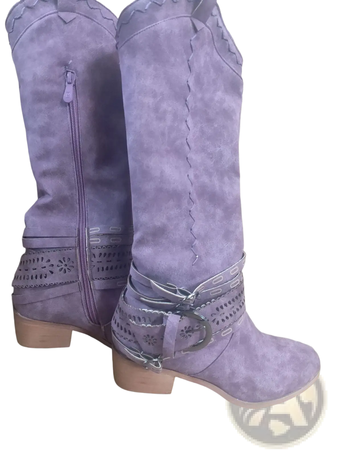 Women's Suede Knight Boots with Buckle Strap