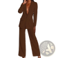 Women's Tailored Blazer and Wide Leg Trouser Suit Set