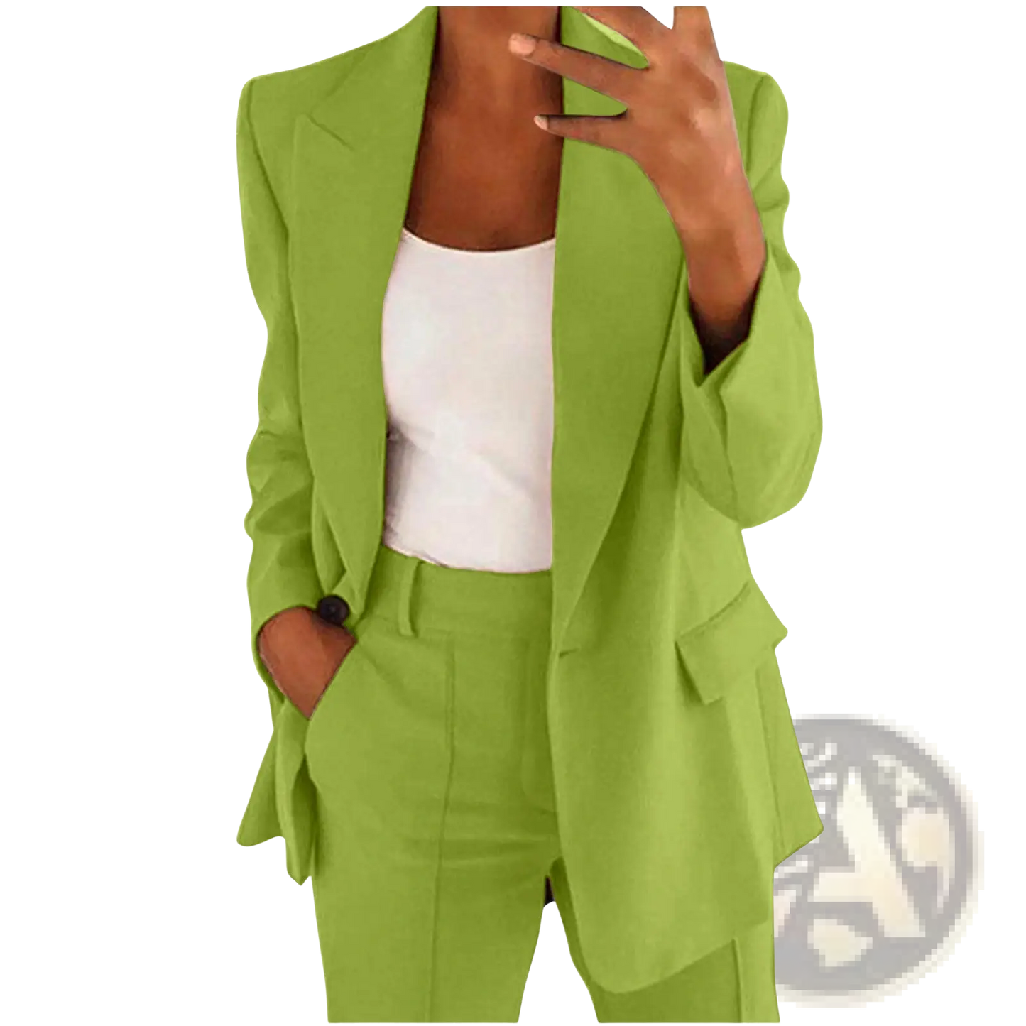 Women's Tailored Blazer and Wide Leg Trouser Suit Set