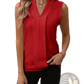 Women's V-neck Pleated Sleeveless Chiffon Blouse