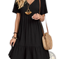 Women's V-neck Tiered Pleated Summer Dress