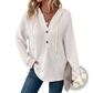Women's v Neck Waffle Knit Button Hoodie Sweater