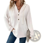 Women's v Neck Waffle Knit Button Hoodie Sweater