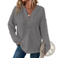 Women's v Neck Waffle Knit Button Hoodie Sweater