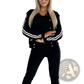 Women's Varsity Button Up Jogger Set Three Piece Suit