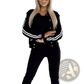 Women's Varsity Button Up Jogger Set Three Piece Suit