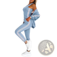 Women's Varsity Button Up Jogger Set Three Piece Suit