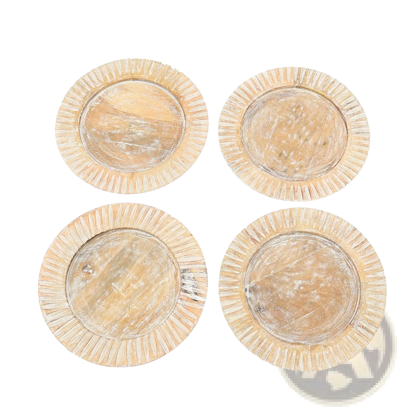 Wood Charger Plate 13 Inch White Handcrafted Set