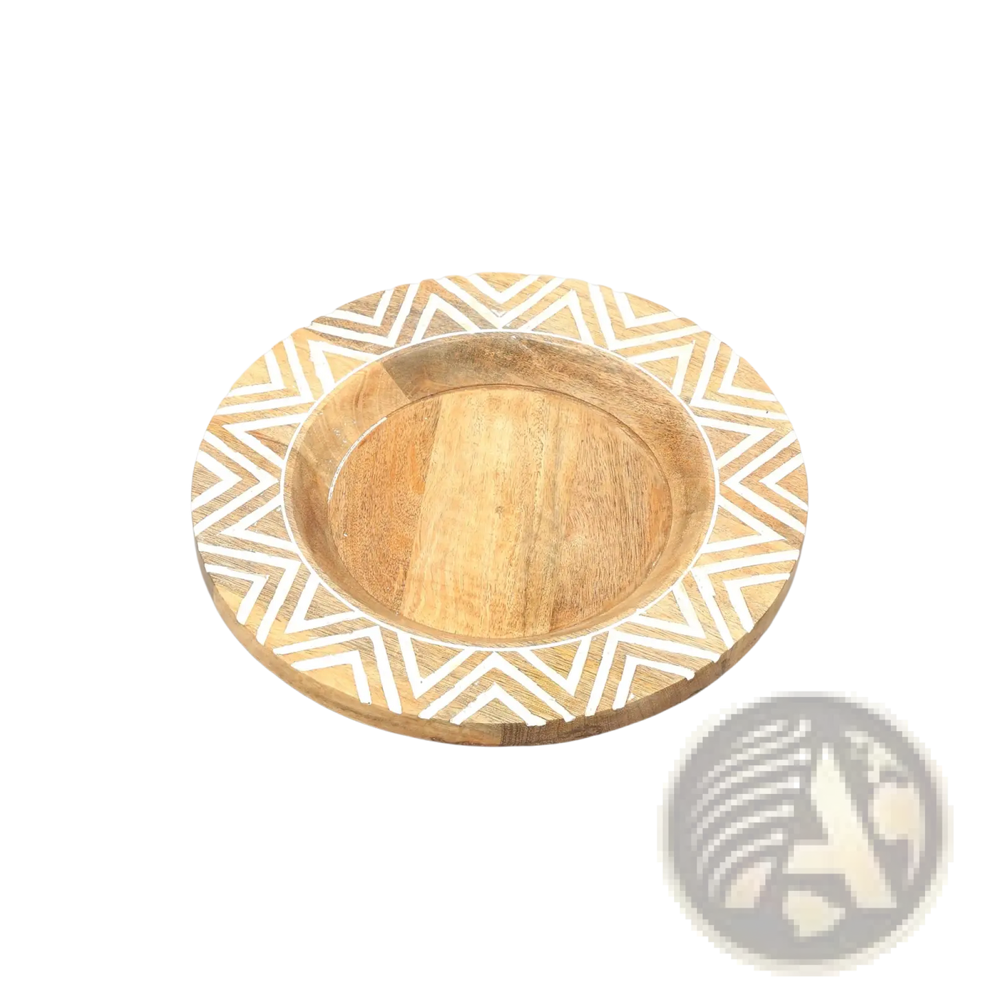 Wood Charger Plate Handcrafted 13 Inch Geometric Inlay