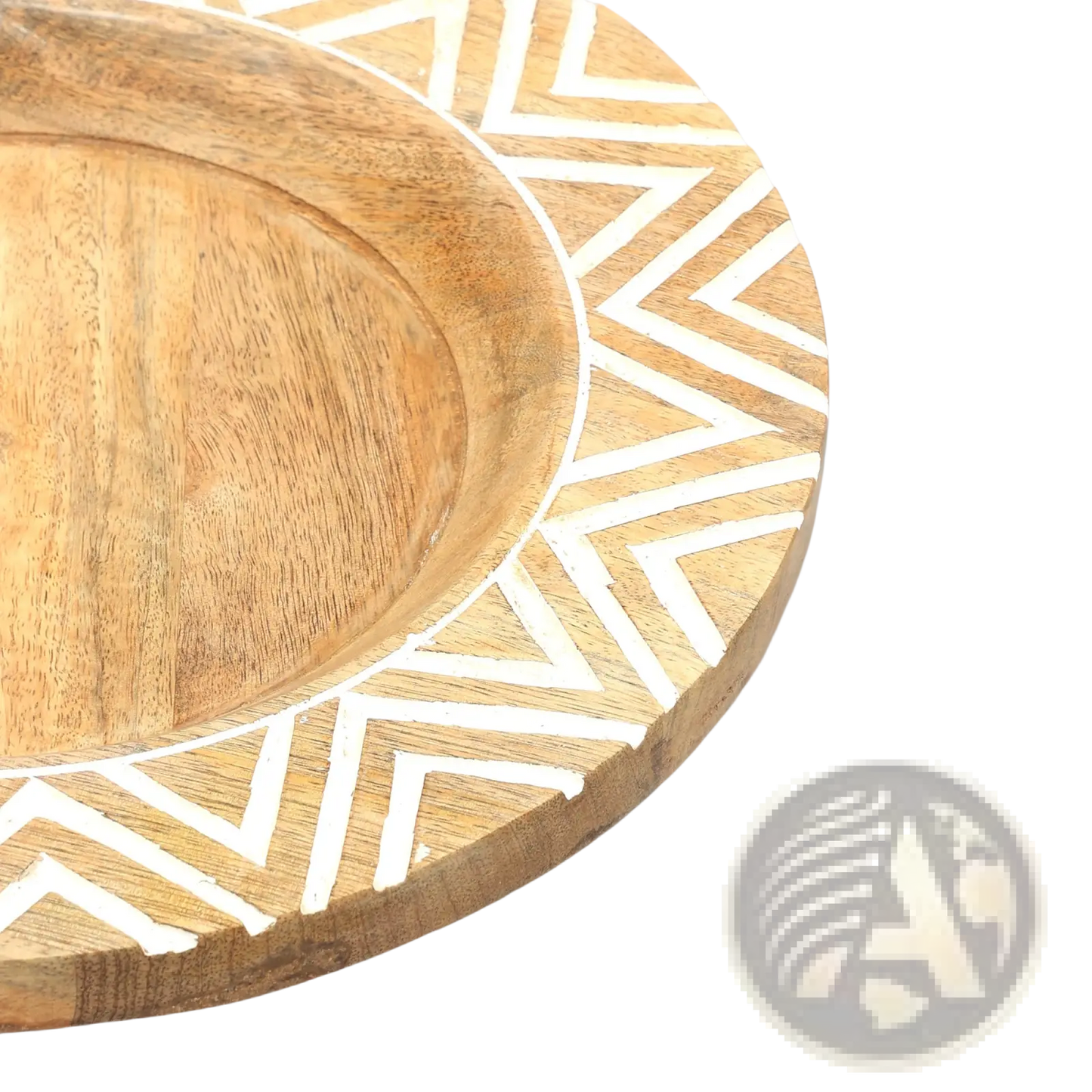 Wood Charger Plate Handcrafted 13 Inch Geometric Inlay
