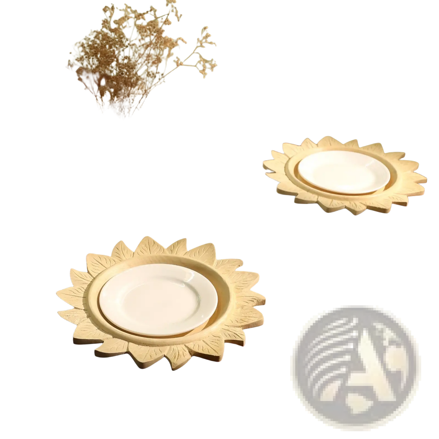 Handcrafted 13  Wood Charger Plate Wooden Dinning Placemat Artisan Wood Tableware