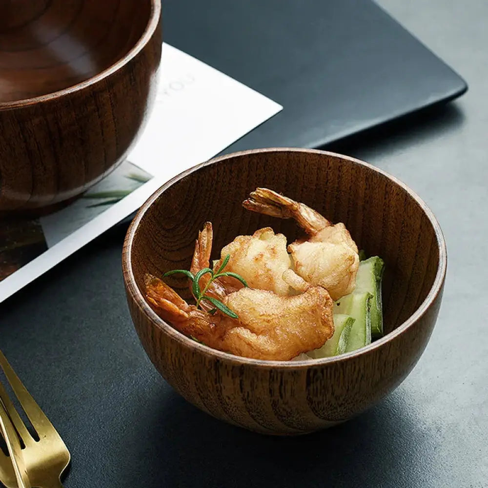 Handcrafted Japanese Style Natural Wooden Bowl