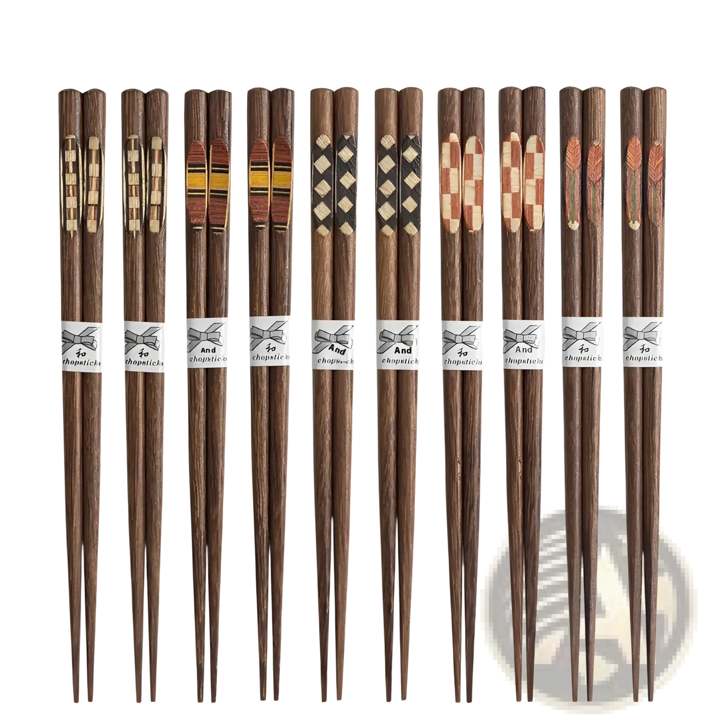 Wooden Chopsticks Set with Non Slip Tips 10 Pairs