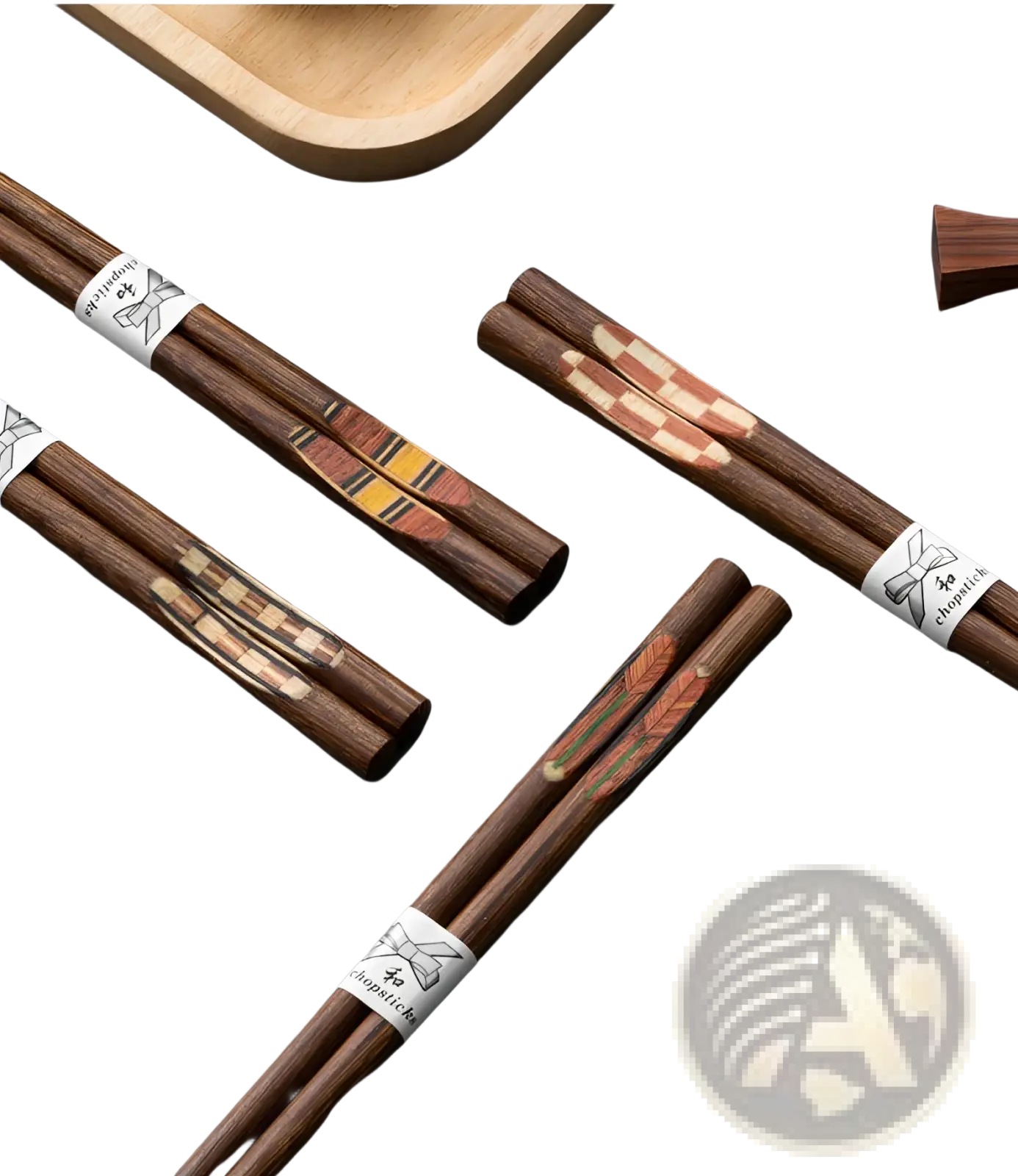 Wooden Chopsticks Set with Non Slip Tips 10 Pairs
